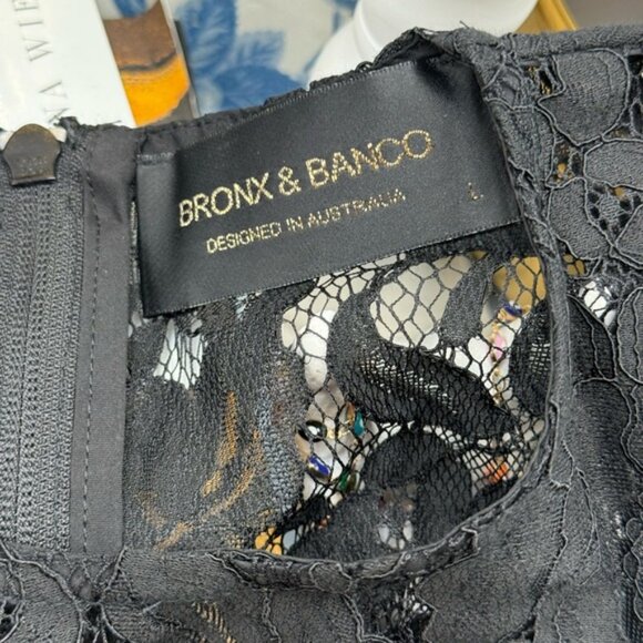 🆕 BRONX & BANCO 🧿 NWOT Colette Noir Black Lace Gown, Sz L US 8 - Picture 14 of 15